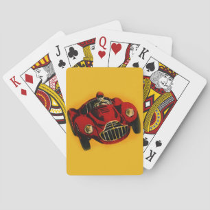 Roter gelber alter Autorennwagen Spielkarten