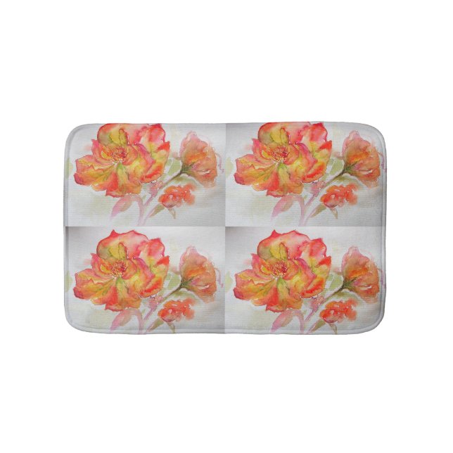 Roter Gelber Rose Blumenstrauß Blume Badematte (Vorderseite)