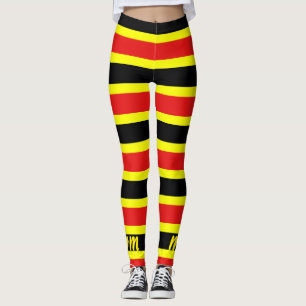 Roter, gelber und schwarzer korallenrote leggings