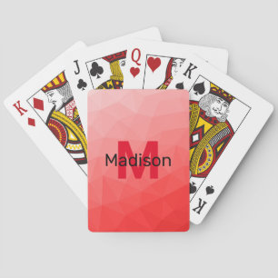 Roter geometrischer Maschenmuster-Monogramm Spielkarten