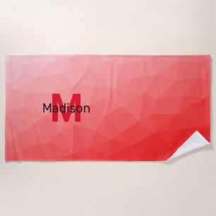 Roter geometrischer Maschenmuster-Monogramm Strandtuch