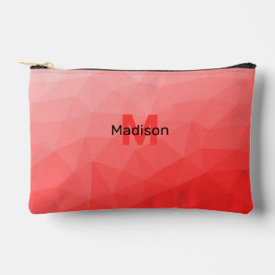 Roter geometrischer Maschenmuster-Monogramm Zubehörtasche