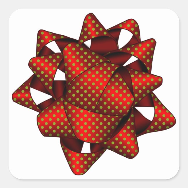 Roter gepunkteter Bogen, quadratische Aufkleber, g Quadratischer Aufkleber (Vorderseite)