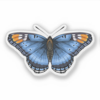 Roter gepunkteter lila Schmetterling 2 Aufkleber