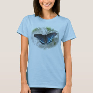 Roter Gepunkteter Lila Schmetterling Spaghetti "T" T-Shirt