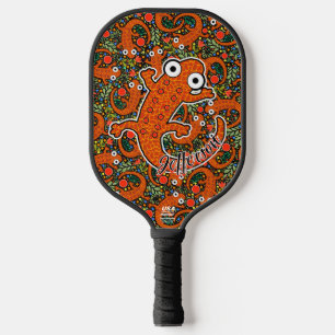 Roter Gepunkteter Newt auf dem Waldboden schwarz Pickleball Schläger