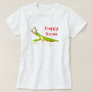 Roter gerochener betender Mantis-WeihnachtsT - T-Shirt