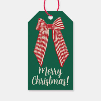 Roter gestreifter Bogen Custom Frohe Weihnachten Geschenkanhänger