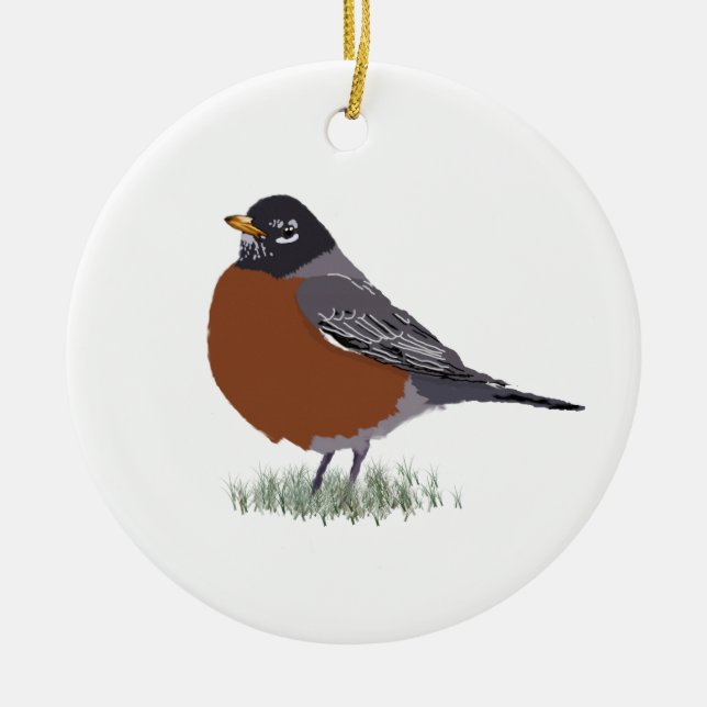 Roter gezeichneter Vogel Breasted Keramikornament (Vorne)