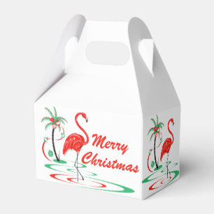 Roter Giebel der Weihnachtsflamingo-frohen Geschenkschachtel
