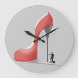 Roter Gigant Business Stiletto Cartoon Große Wanduhr
