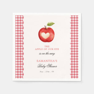 Roter Gingham-Apfel Unserer Liebling Baby Shower Serviette