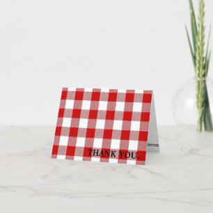 Roter Gingham danken Ihnen Dankeskarte
