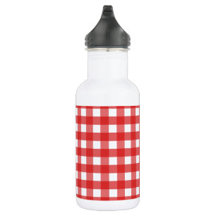 Roter Gingham Edelstahlflasche