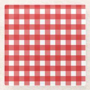 Roter Gingham Glasuntersetzer