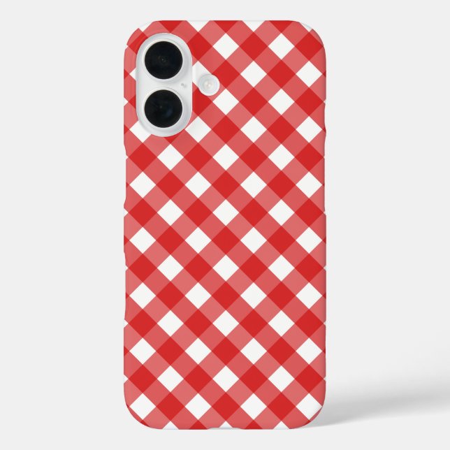 Roter Gingham iPhone 16 Hülle (Rückseite)
