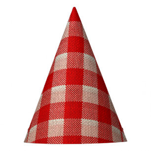Roter Gingham-karierter Muster-Leinwand-Blick Partyhütchen
