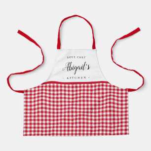 Roter Gingham Karo personalisierte Küche Schürze
