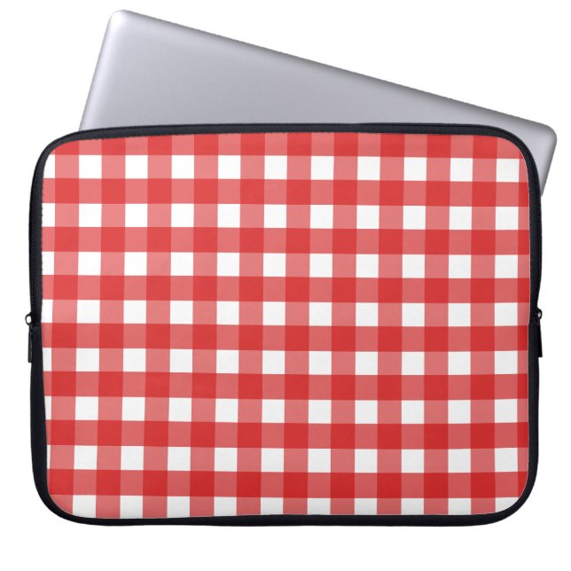 Roter Gingham Laptopschutzhülle (Vorderseite)