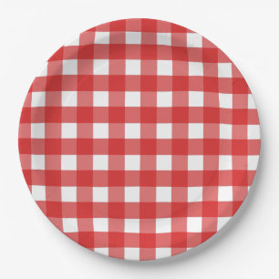 Roter Gingham Pappteller