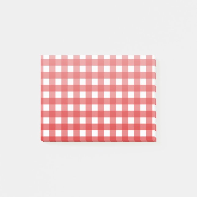 Roter Gingham Post-it Klebezettel (Vorderseite)