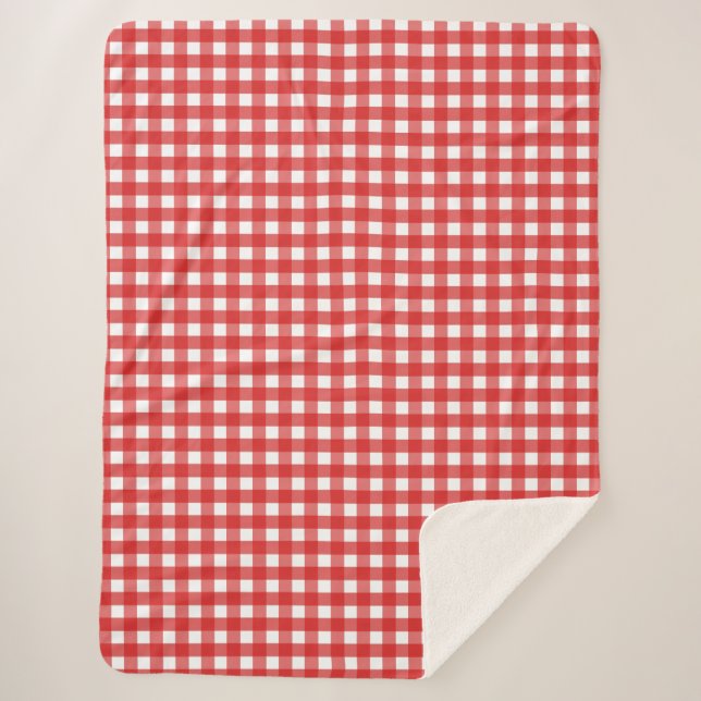 Roter Gingham Sherpadecke (Vorderseite)