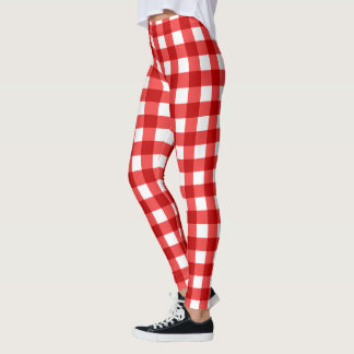 Roter Gingham und kariertes Muster Leggings