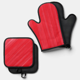 Roter Glamour Ofenhandschuh & Topflappen-Set