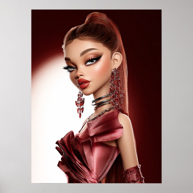 Roter Glamourdruck, Value Poster Papier (Halbglanz (Vorne)