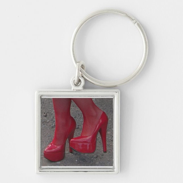 Roter Glanzleder-hoher Heels-Schlüsselanhänger Schlüsselanhänger (Vorne)