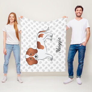 Roter Glatter Haar Dachshund mit Flecken Cartoon H Fleecedecke