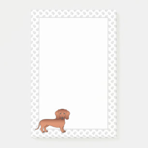 Roter glatthaariger Dachshund süßer Cartoon-Hund & Post-it Klebezettel