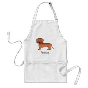 Roter glatthaariger Dachshund süßer Cartoon-Hund & Schürze