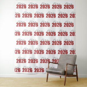 Roter Glitter-Abschlussjahrgang 2026 Foto-Hintergr Wandteppich