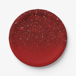 Roter Glitter Glam Glanz Elegant Chic Party Pappteller