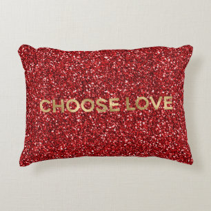 Roter Glitter Gold Sei Freundlich Wähle Liebe    Dekokissen