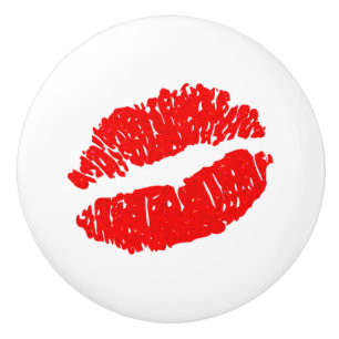 Roter Glitter-Kuss-Lippen-Schic-Schubladenschrank Keramikknauf