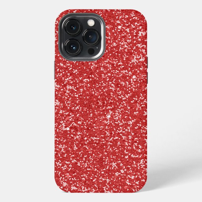Roter Glitter-Look iPhone 13 Pro Max Hülle (Rückseite)