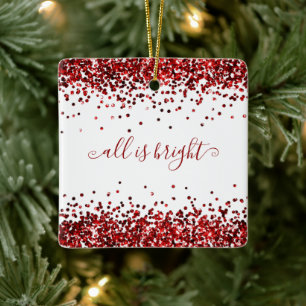 Roter Glitzer - alles ist heller Name Keramikornament