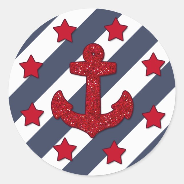 Roter Glitzer Ankersticker, glänzend Runder Aufkleber (Vorderseite)