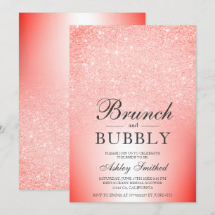 Roter Glitzer Chic Brunch Bubble Brautparty Einladung