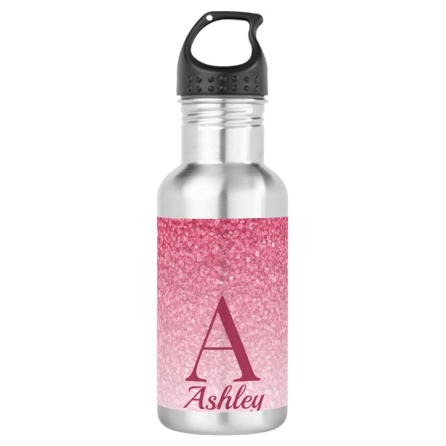 Roter Glitzer Edelstahlflasche (Vorderseite)