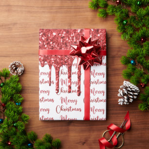 Roter Glitzer frohe Weihnachten Geschenkpapier