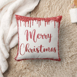 Roter Glitzer frohe Weihnachten Kissen