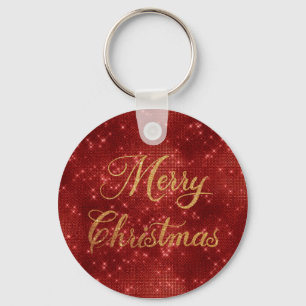 Roter Glitzer frohe Weihnachten Schlüsselanhänger