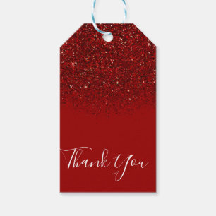 Roter Glitzer Glam Sparkle Elegantes Gastgeschenk Geschenkanhänger