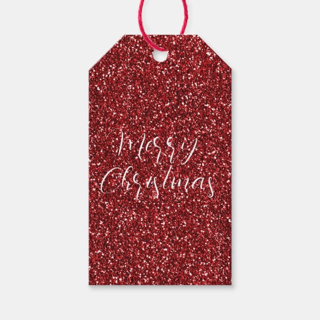 Roter Glitzer Glitz Geschenkanhänger (Vorderseite)