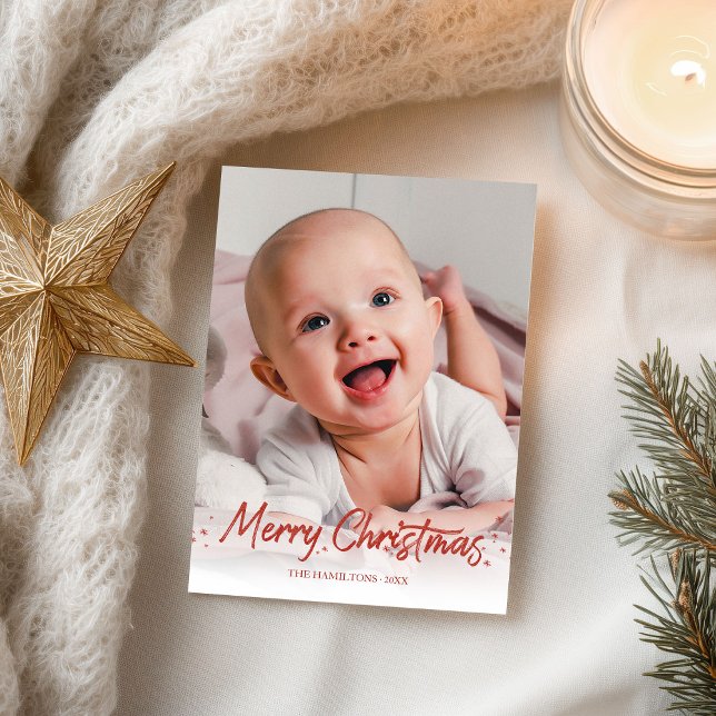 Roter Glitzer Handgeschriebenes Foto Frohe Weihnac Postkarte (Von Creator hochgeladen)