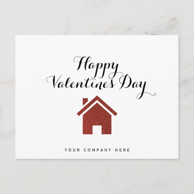 Roter Glitzer - Happy Valentine's Day Realty Postkarte (Vorderseite)