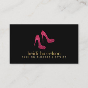 Roter Glitzer Heels Boutique Mode Stylist Schwarz Visitenkarte